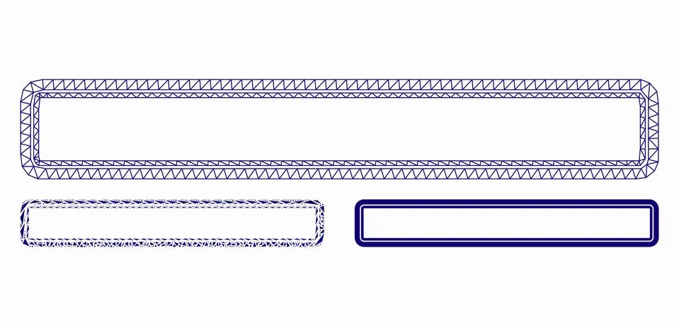 Double Rounded Rectangle Frame Vector Mesh 2D Model and Triangle Mosaic Icon Stock Illustration