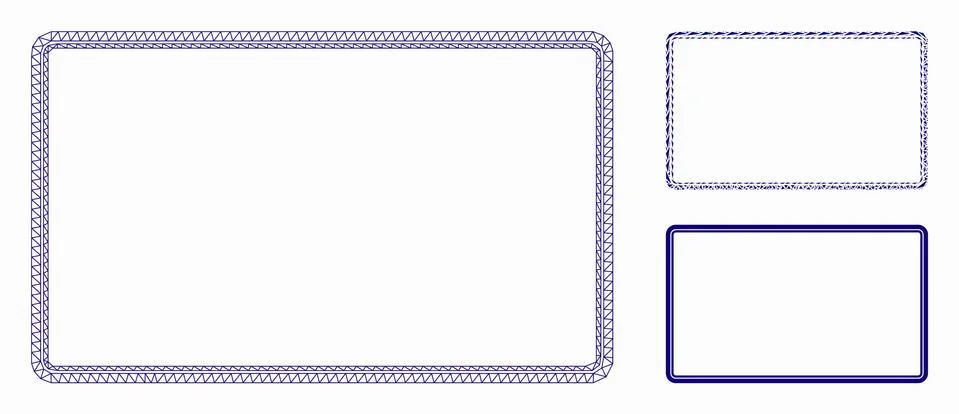 Double Rounded Rectangle Frame Vector Mesh Carcass Model and Triangle Mosaic Stock Illustration