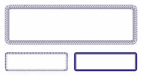 Double Rounded Rectangle Frame Vector Mesh Wire Frame Model and Triangle Mosaic Illustrazione stock