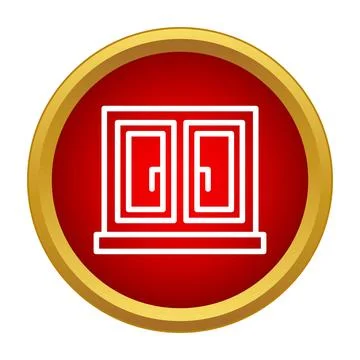 Double sash window icon in red circle Stock Illustration
