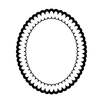 Double Scalloped Oval Frame Border with Repeating Decorative Curves Stock Illustration