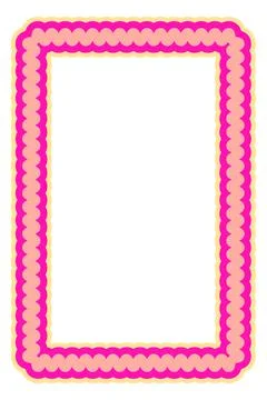 Double Scalloped Rectangle Frame Vector Illustration Decorative Border Abst.. Stock Illustration