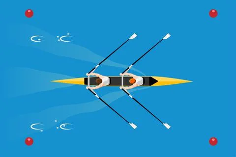 Double scull rowboat team at the competition Stock Illustration