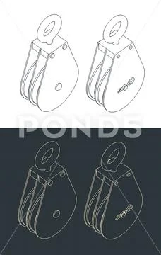 Double sheave suspended block isometric blueprints: Graphic #231917649