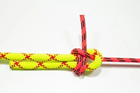 Double Sheet, becket bend or weaver's hitch binding two colored red and yellow Stock Photos