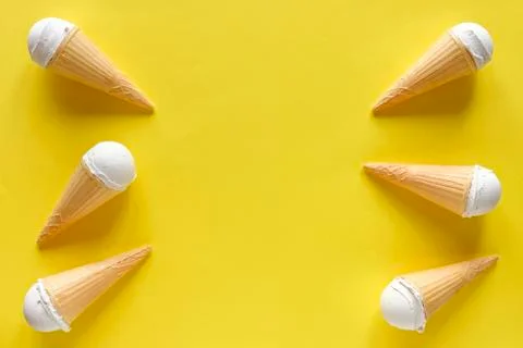 Double side border of vanilla ice cream cones Stock Photos