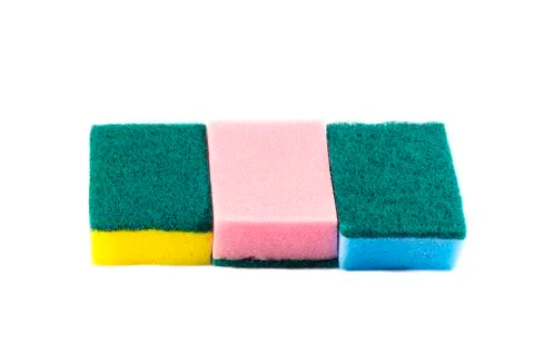 Double side cleaning sponges stack horizontal 写真素材