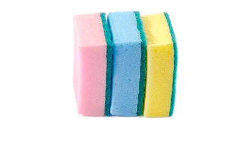 Double side cleaning sponges stack horizontal 写真素材