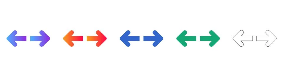 Double Sided Arrow Icon Set for UI Interaction Stock Illustration