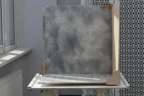 Double-sided backdrops on table in photo studio Stock Photos
