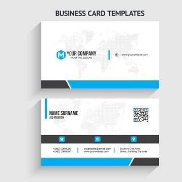 Double-sided Creative, Clean, and Modern Business Card Template Stock Illustration