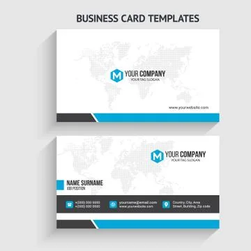Double-sided Creative, Clean, and Modern Business Card Template Stock Illustration