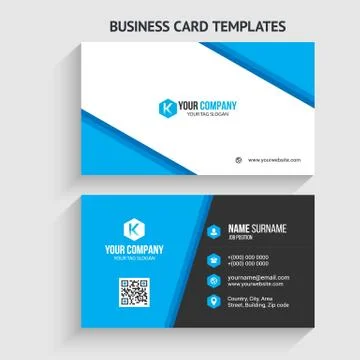 Double-sided Creative, Clean, and Modern Business Card Template Stock Illustration