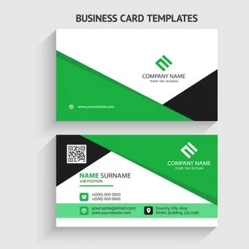 Double-sided Creative, Clean, and Modern Business Card Template Stock Illustration
