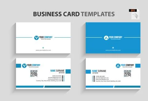 Double-sided Creative, Clean, and Modern Business Card Template Stock Illustration