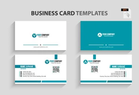 Double-sided Creative, Clean, and Modern Business Card Template Stock Illustration