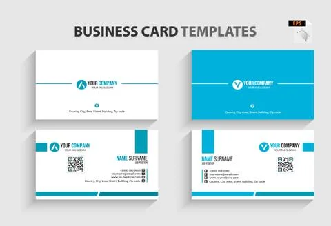 Double-sided Creative, Clean, and Modern Business Card Template Stock Illustration