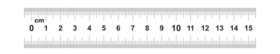 Double sided Ruler 15 centimeter or 150 mm. Value division 0.5 mm. Ilustração Stock