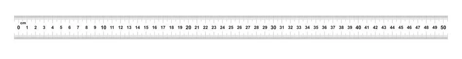 Double sided Ruler 50 centimeter or 500 mm. Value division 0.5 mm. Stock Illustration