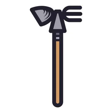 Double sided shovel and rake colored vector icon Stock Illustration