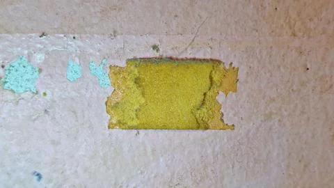 Double-sided tape stains on the wall. Stock Photos