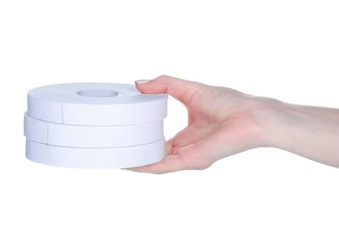 Double-sided tape sticky in hand Stock Photos