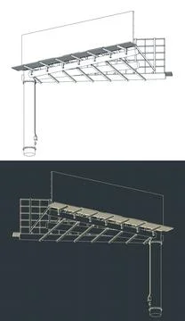 Double sided V type advertising billboard blueprints Illustrazione stock