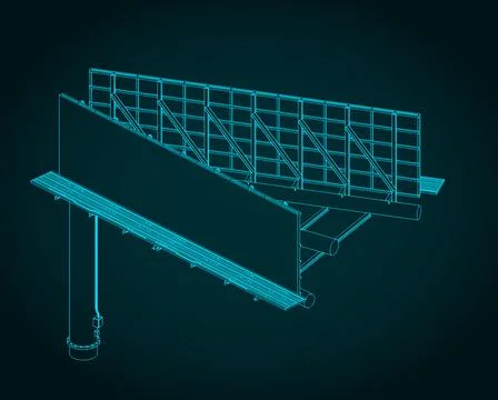 Double sided V type outdoor advertising billboard blueprint Illustrazione stock