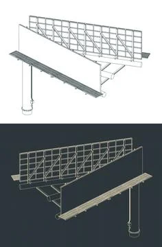 Double sided V type outdoor advertising billboard blueprints Stock Illustration