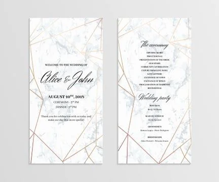 Double-sided wedding program template Stock Illustration
