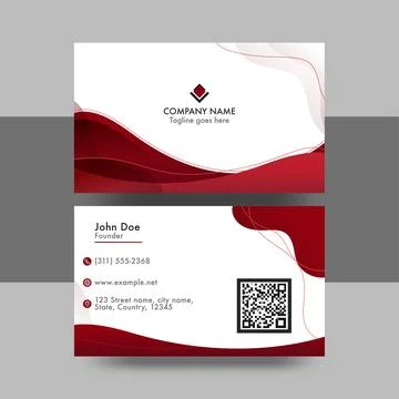 Double-Sides Visiting Card Design In White And Red Color. Illustrazione stock