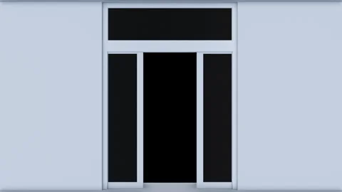 Double sliding automatic glass doors in clean interior. Stock Footage 292640036