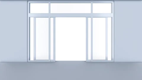 Double sliding automatic glass doors in clean interior. Stock Footage 292640456