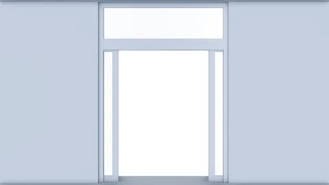 Double sliding automatic glass doors in clean interior. Stock Footage 292641599