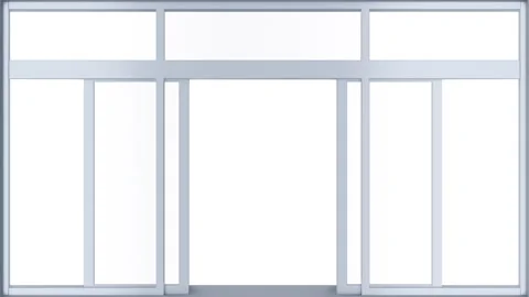 Double sliding automatic glass doors in clean interior. Stock Footage 292643042