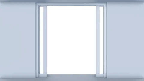 Double sliding automatic glass doors in clean interior. Stock Footage 292646774