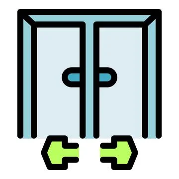 Double sliding door opening and closing mechanism Stock Illustration