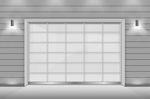 Double sliding glass doors with automatic motion sensor. vector design. Stock Illustration