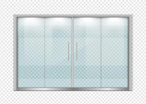 Double sliding glass doors with automatic motion sensor. vector design. Stock Illustration