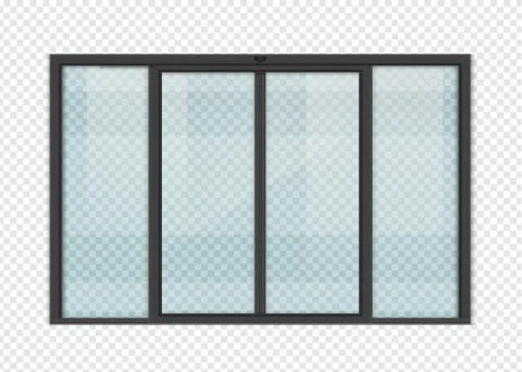 Double sliding glass doors with automatic motion sensor. vector design. Stock Illustration