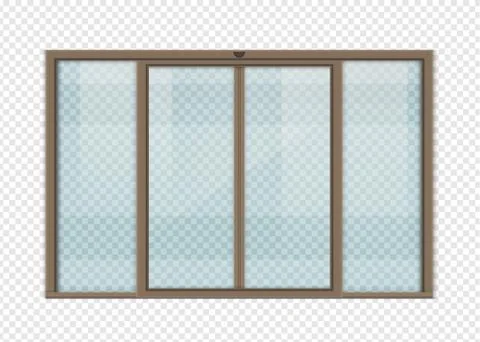 Double sliding glass doors with automatic motion sensor. vector design. Stock Illustration