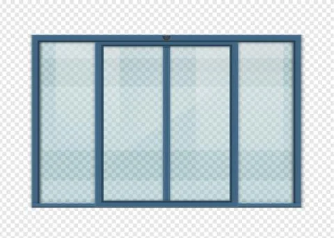 Double sliding glass doors with automatic motion sensor. vector design. Stock Illustration