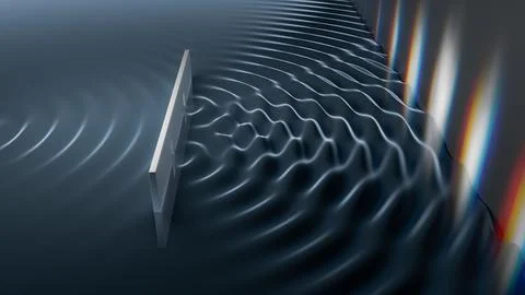 Double-slit experiment in physics. Quantum physics and particle-wave dualit.. Stock Illustration