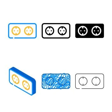 Double socket color icon vector pack Stock Illustration