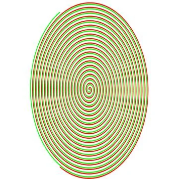 Double spiral in voal shape in red and green on a white background with con.. Stock Illustration