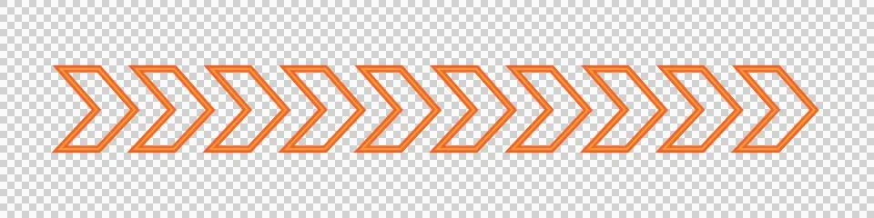 Double stroke orange chevron arrows isolated on transparent background Stock Illustration