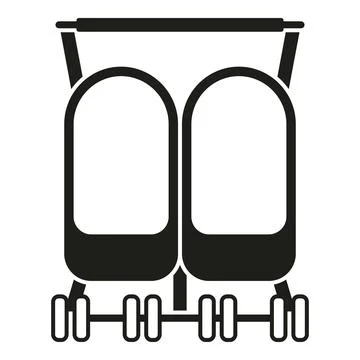 Double stroller carrying twins icon set design Stock Illustration