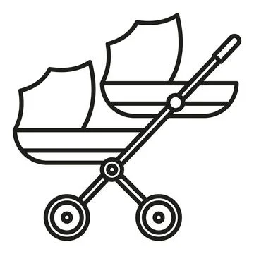 Double stroller icon representing twins and family Stock Illustration