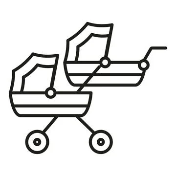 Double stroller icon representing twins and childcare Stock Illustration