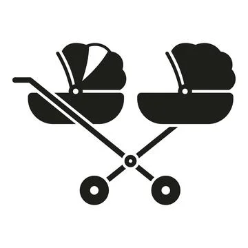 Double stroller representing twins and baby concept Stock Illustration